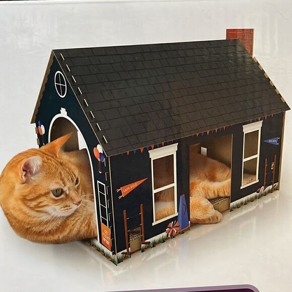 HEART TO TAIL TAILGATE CAT SCRATCHING PLAYHOUSE WITH CATNIP CAT HOUSE NEW IN BOX - Picture 1 of 9